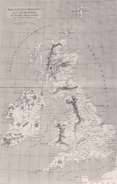 Mappa della Britannia romana con Irlanda e isole adiacenti, mappa originariamente pubblicata a Londra, 1818 da English School